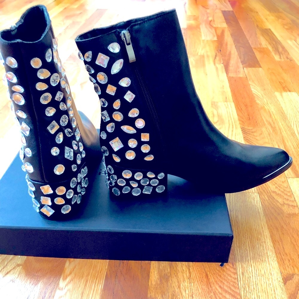 Brand new genuine leather gem booties